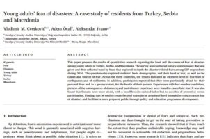 Young adults’fear of disasters: A case study of residents from Turkey, Serbiaand Macedonia