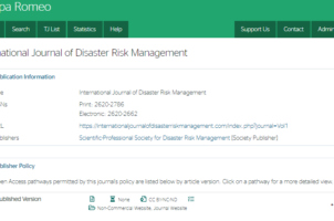 International Journal of Disaster Risk Management – baza podataka – Sherpa Romeo
