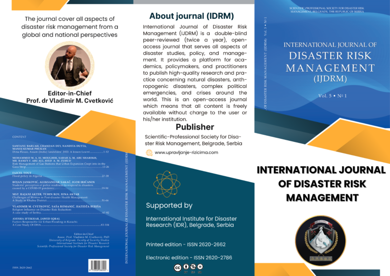 Brošura Međunarodnog časopisa o upravljanju rizicima od katastrofa (International Journal of Disaster Risk Management)