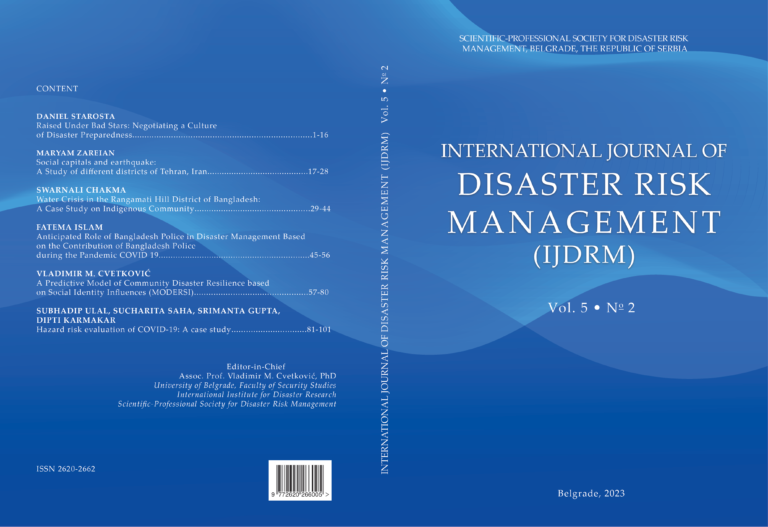 Read more about the article Novo izdanje međunarodnog časopisa – International Journal of Disaster Risk Management