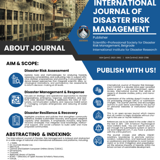 Articles Published in the International Journal of Disaster Risk Management (IJDRM), 2019–2025